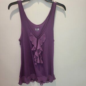 Women's Converse One Star Purple Tank Top With Middle Ruffle (M)